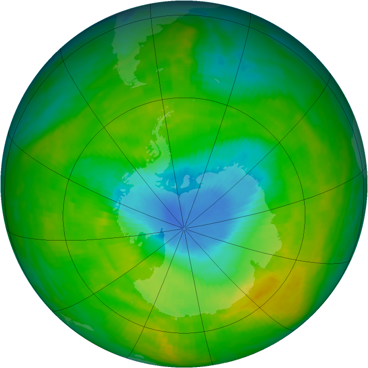 Antarctic ozone map for 02 December 1984